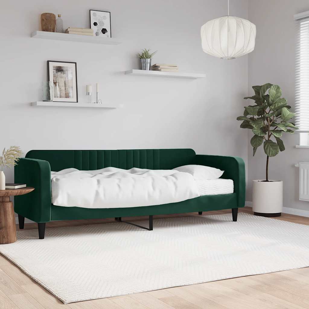 sötétzöld bársony heverő matraccal 80 x 200 cm
