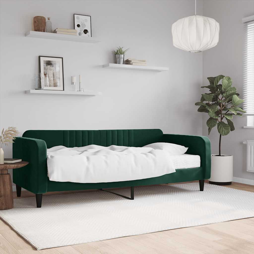sötétzöld bársony heverő matraccal 90 x 200 cm