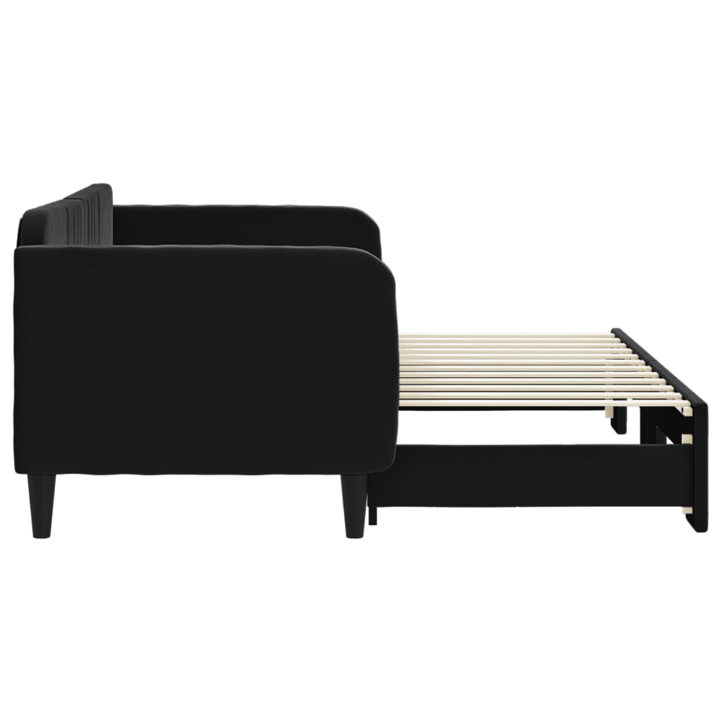 fekete kihúzható bársony heverő 80 x 200 cm