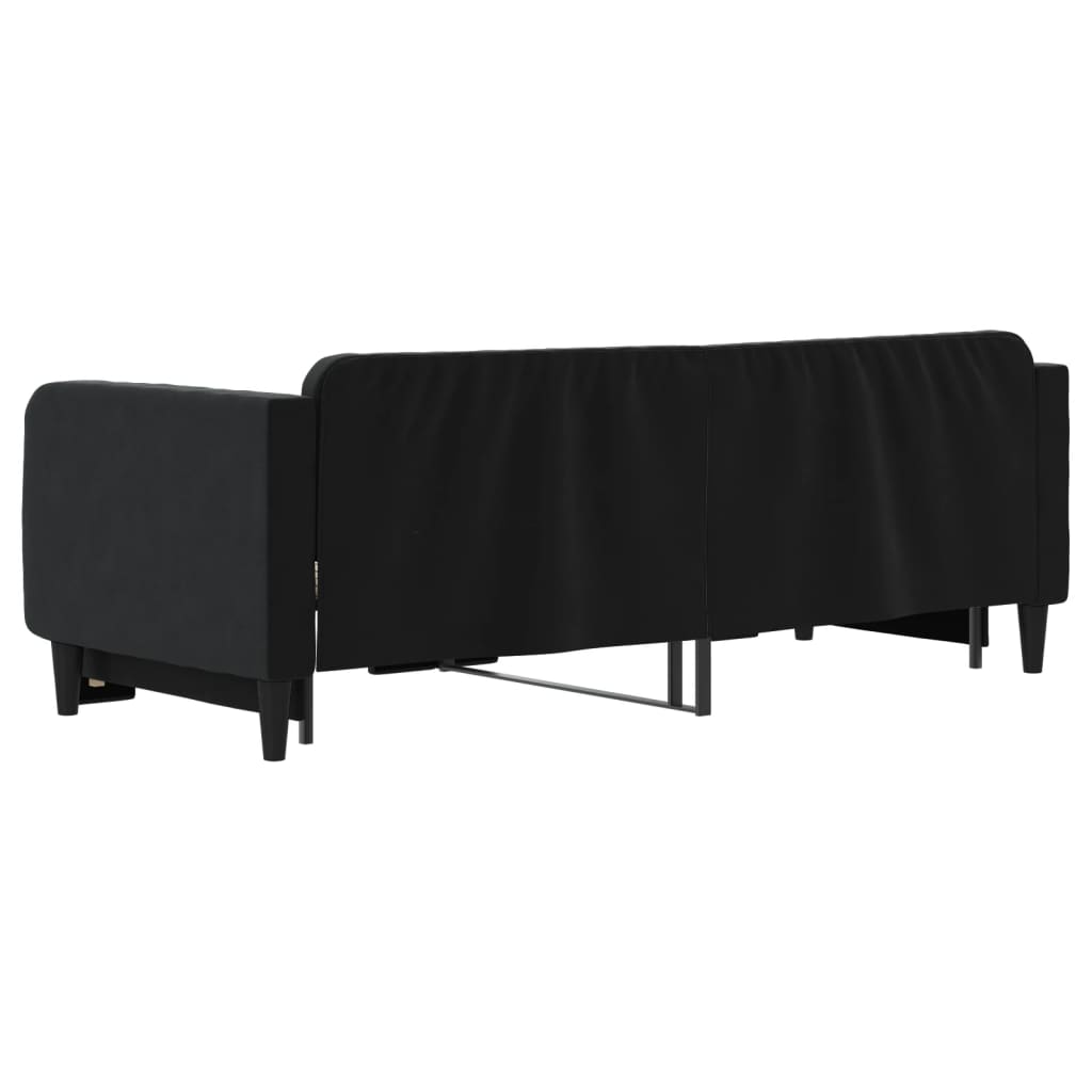 fekete kihúzható bársony heverő 80 x 200 cm