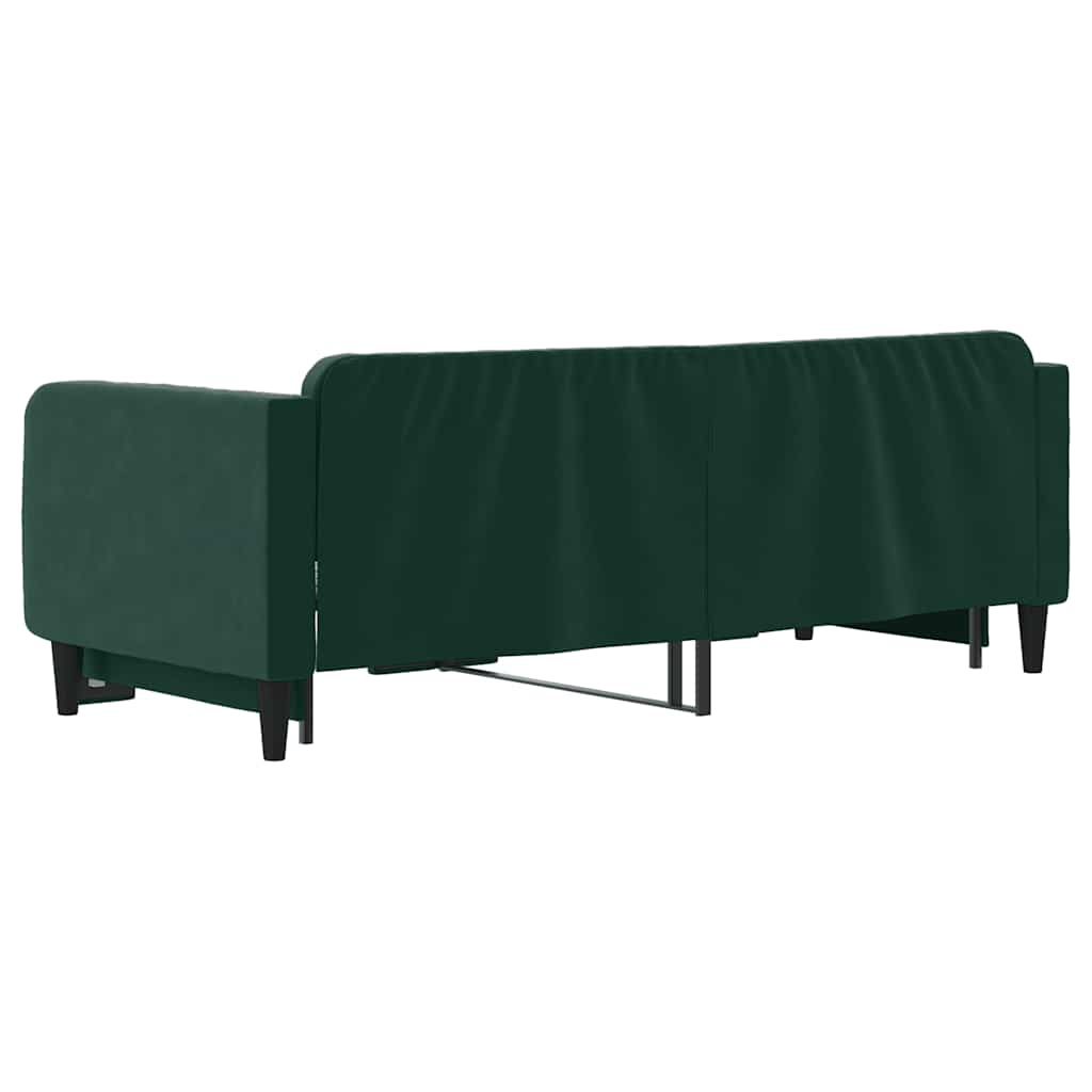 sötétzöld kihúzható bársony heverő 90 x 200 cm