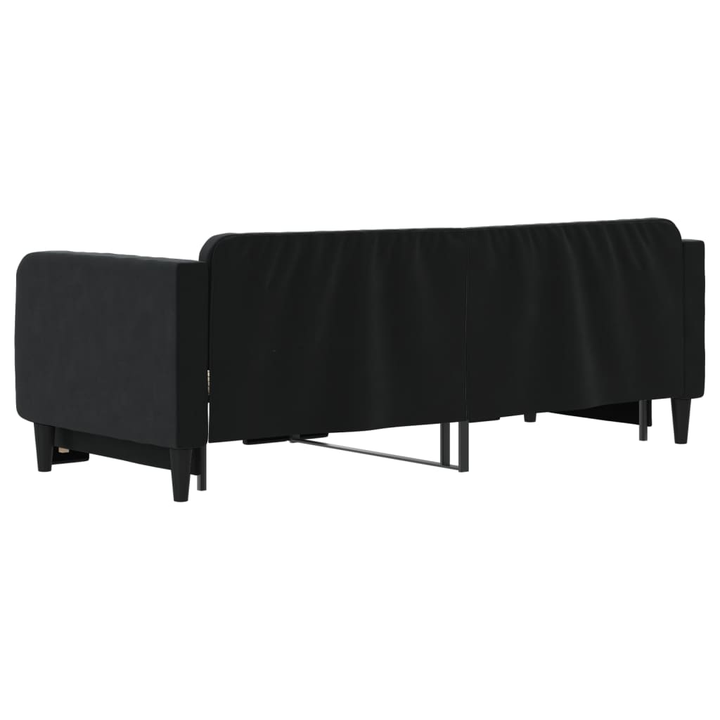 fekete kihúzható bársony heverő 90x200 cm