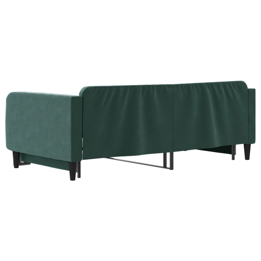 sötétzöld kihúzható bársonyheverő 100 x 200 cm