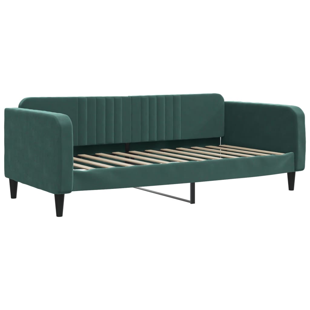 sötétzöld kihúzható bársonyheverő 100 x 200 cm