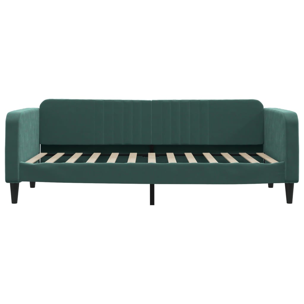 sötétzöld kihúzható bársonyheverő 100 x 200 cm