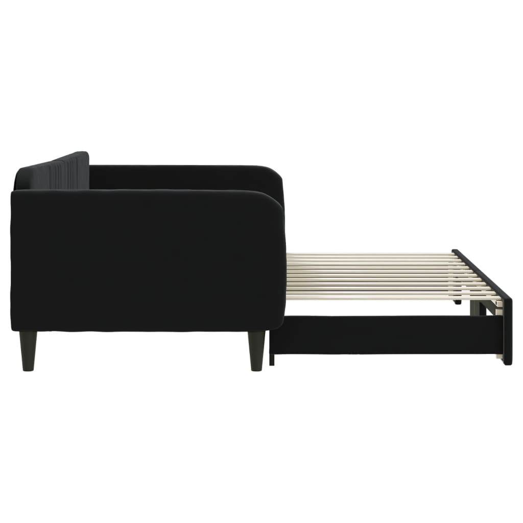 fekete kihúzható bársonyheverő 100 x 200 cm