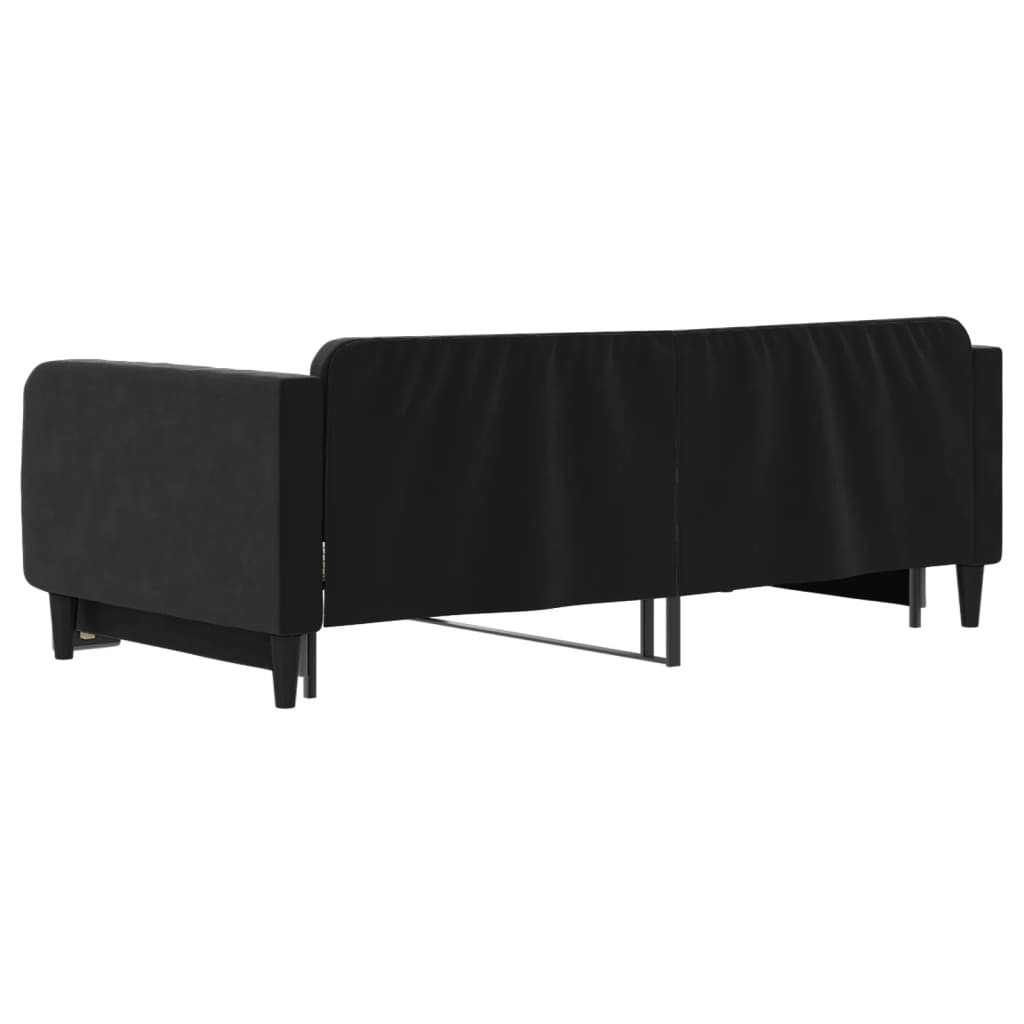 fekete kihúzható bársonyheverő 100 x 200 cm