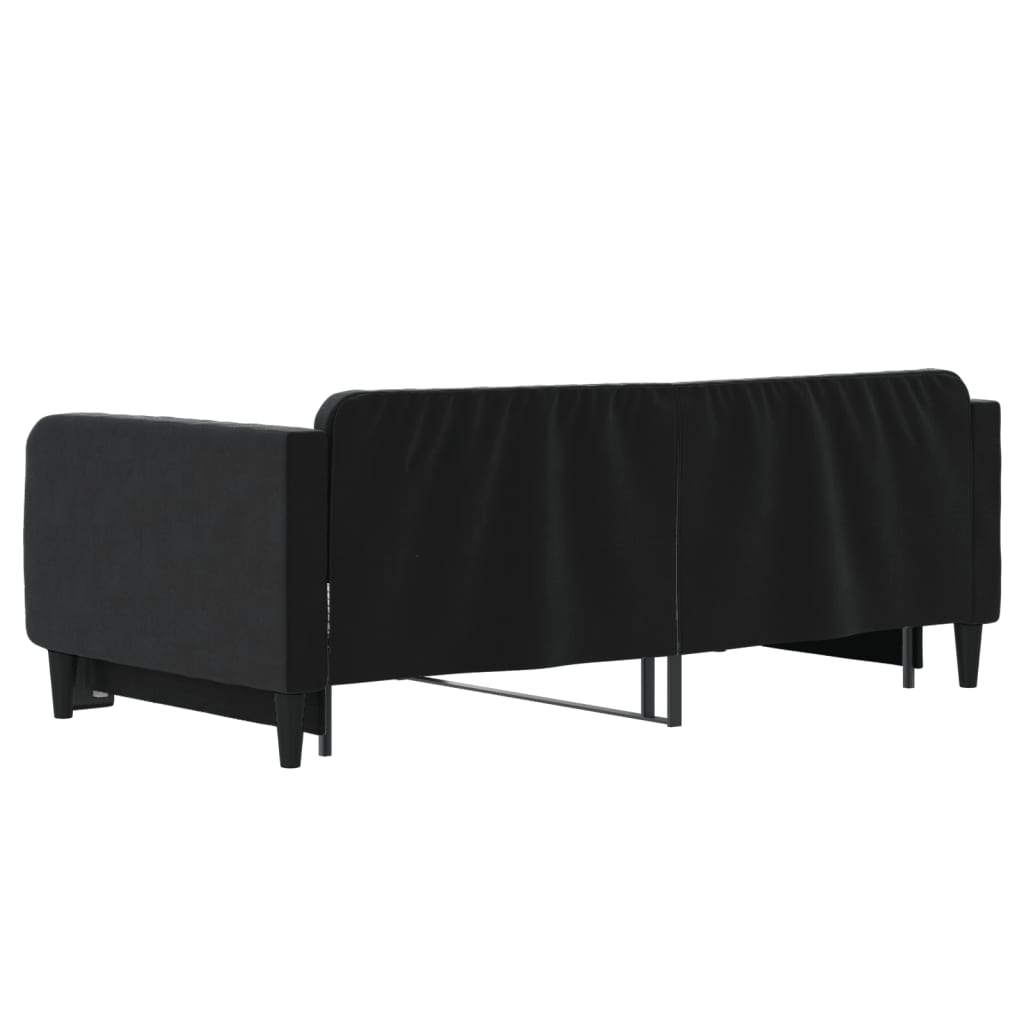 fekete kihúzható bársonyheverő 90 x 190 cm