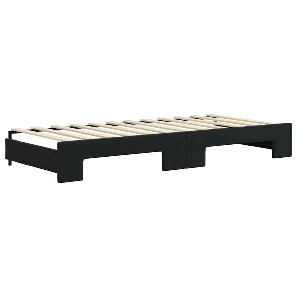 fekete kihúzható bársony heverő matraccal 80 x 200 cm