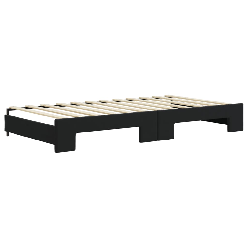 fekete kihúzható bársony heverő matraccal 100 x 200 cm