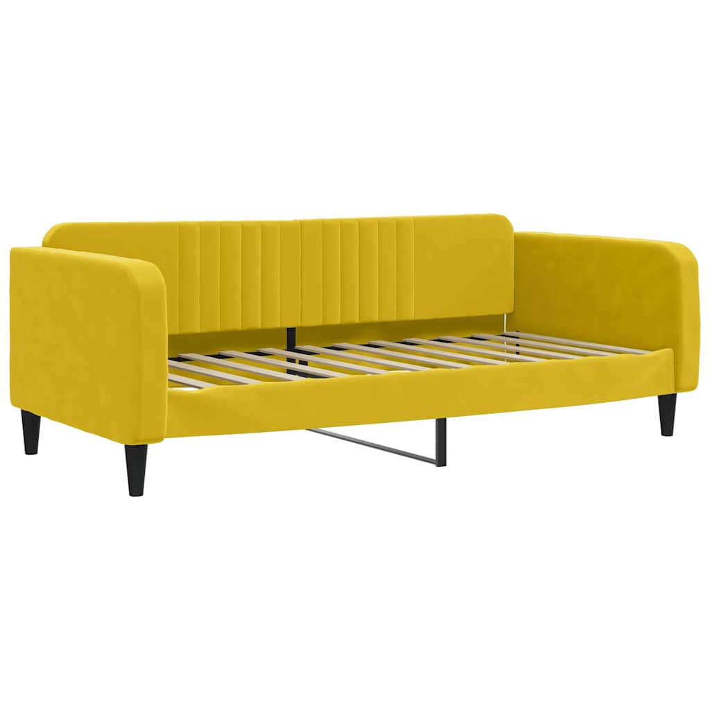 sárga kihúzható bársony heverő matraccal 100 x 200 cm
