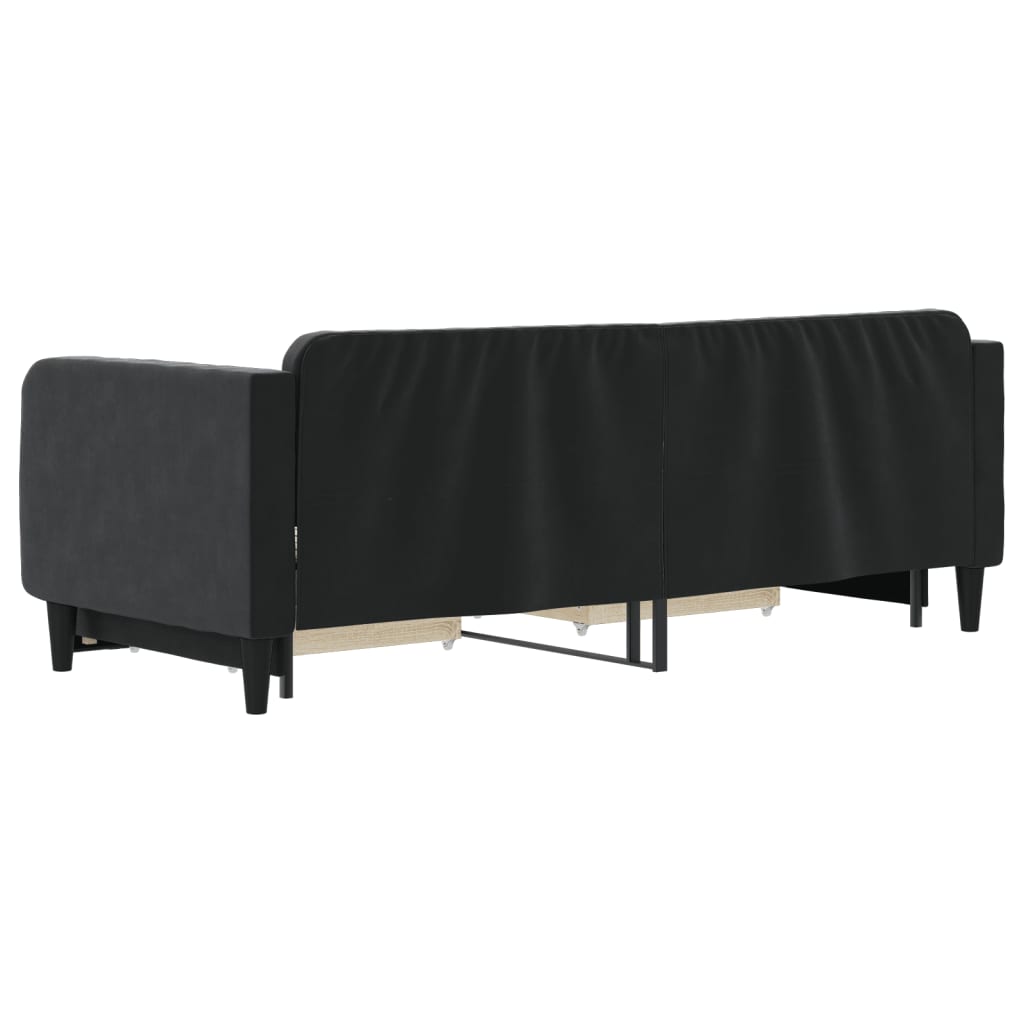 fekete kihúzható bársony heverő fiókkal 80 x 200 cm