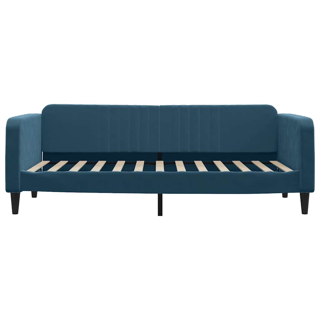 kék kihúzható bársony heverő fiókkal 90 x 200 cm