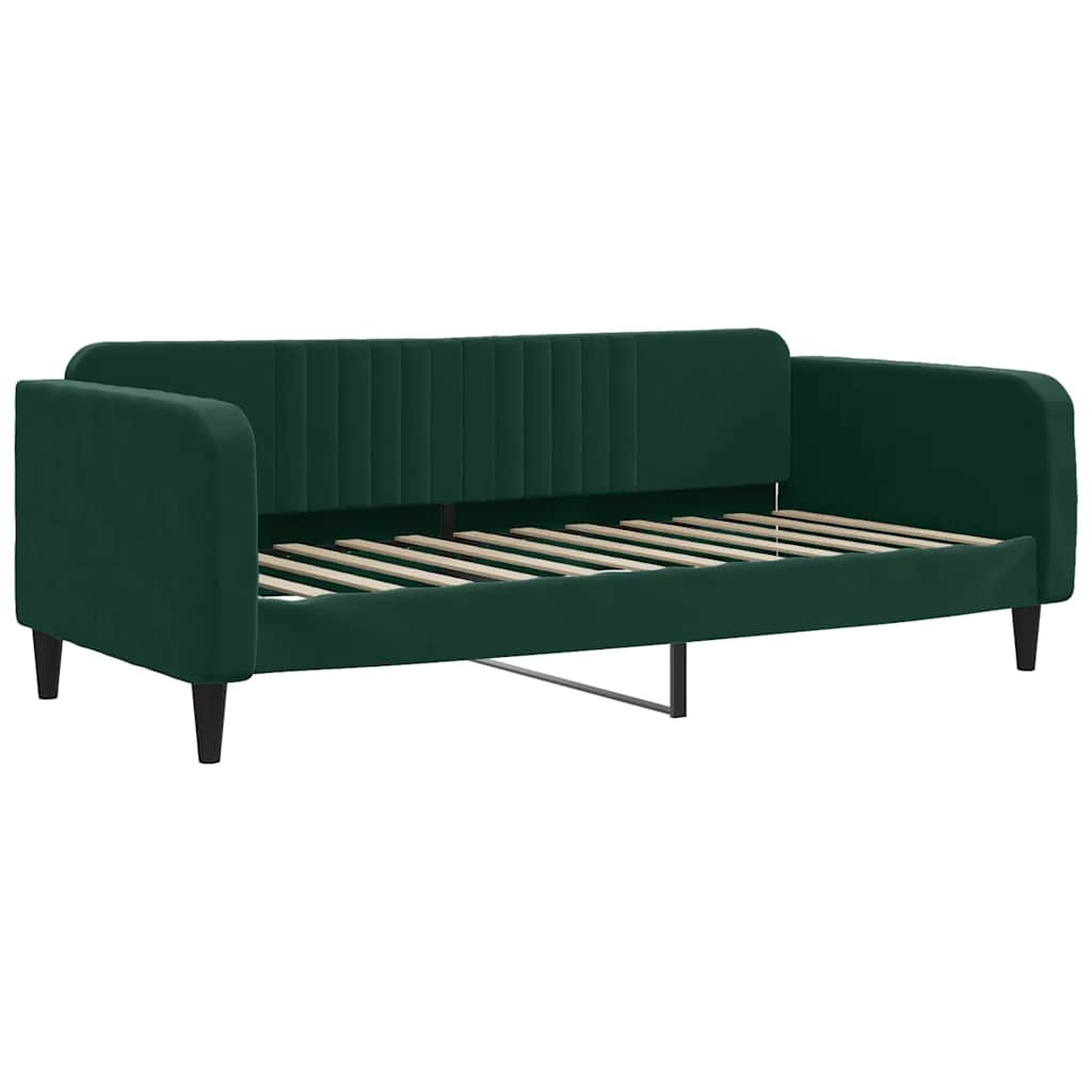 sötétzöld kihúzható bársony heverő fiókkal 90 x 200 cm