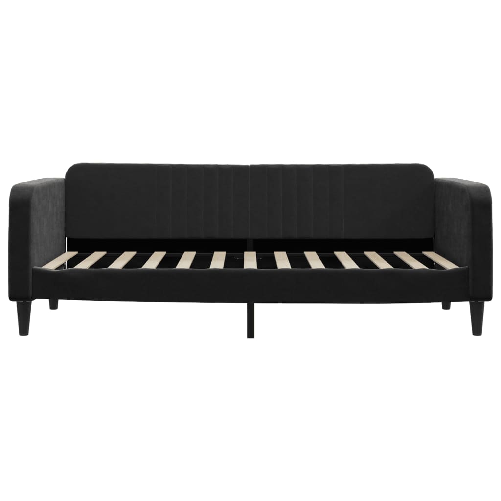 fekete kihúzható bársony heverő fiókkal 90 x 200 cm