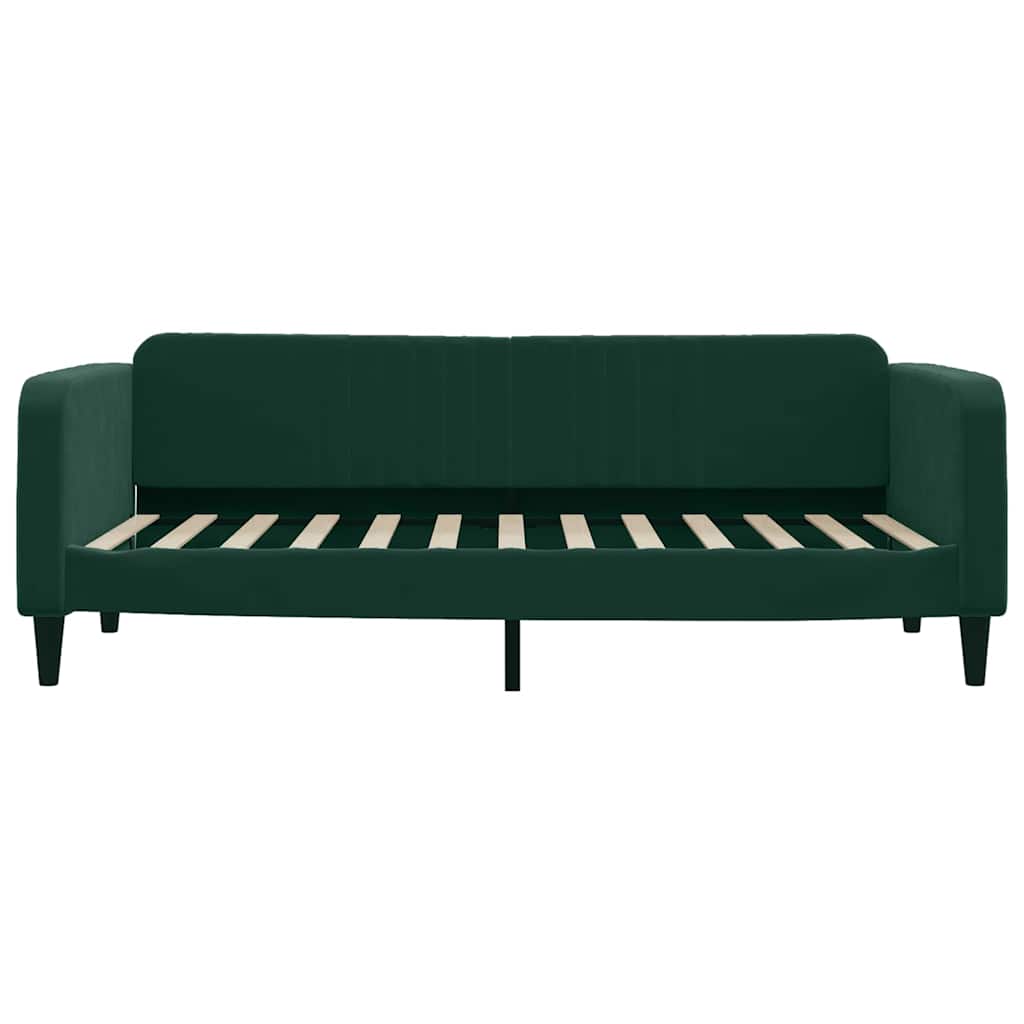 sötétzöld kihúzható bársony heverő fiókkal 100 x 200 cm