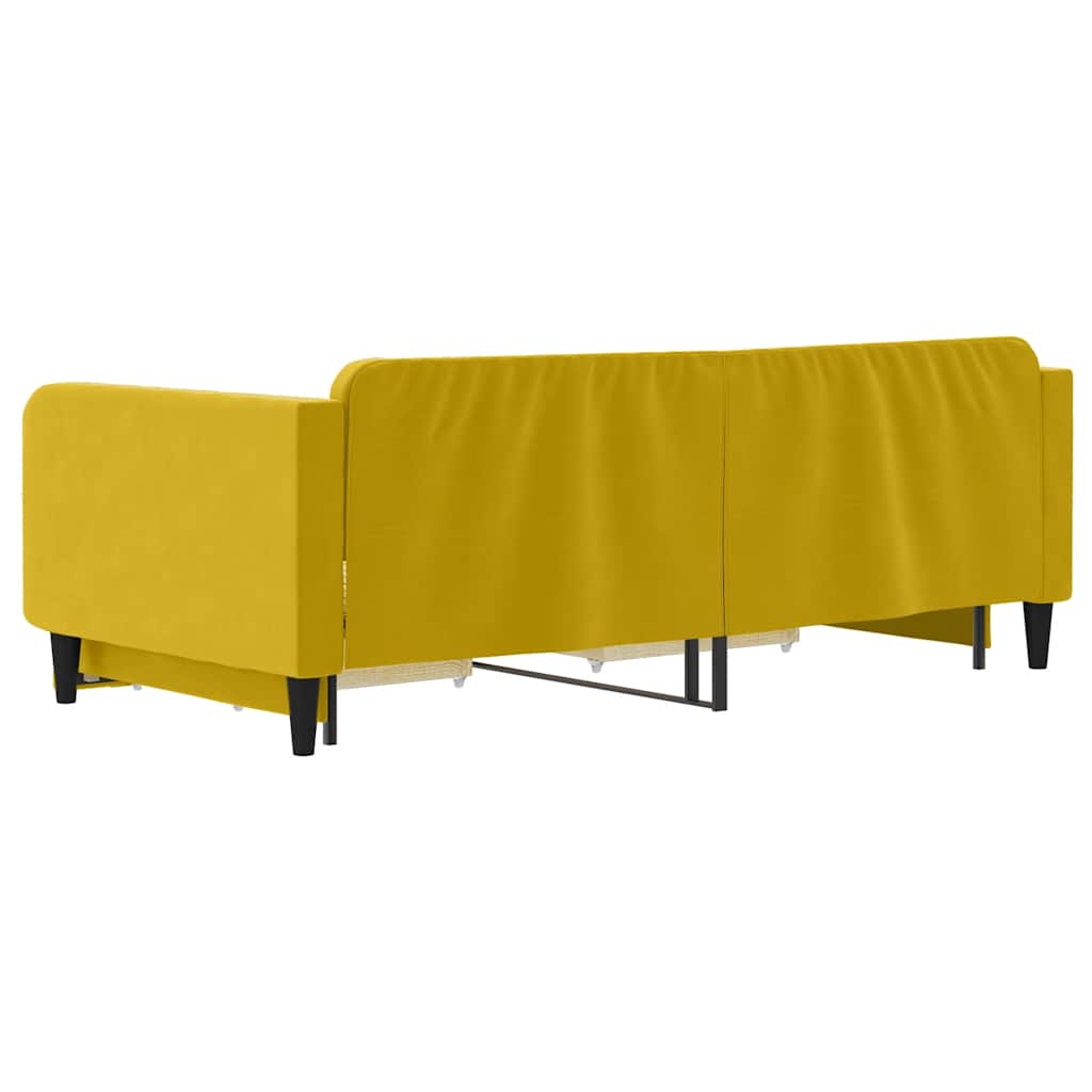 sárga kihúzható bársony heverő fiókkal 100 x 200 cm