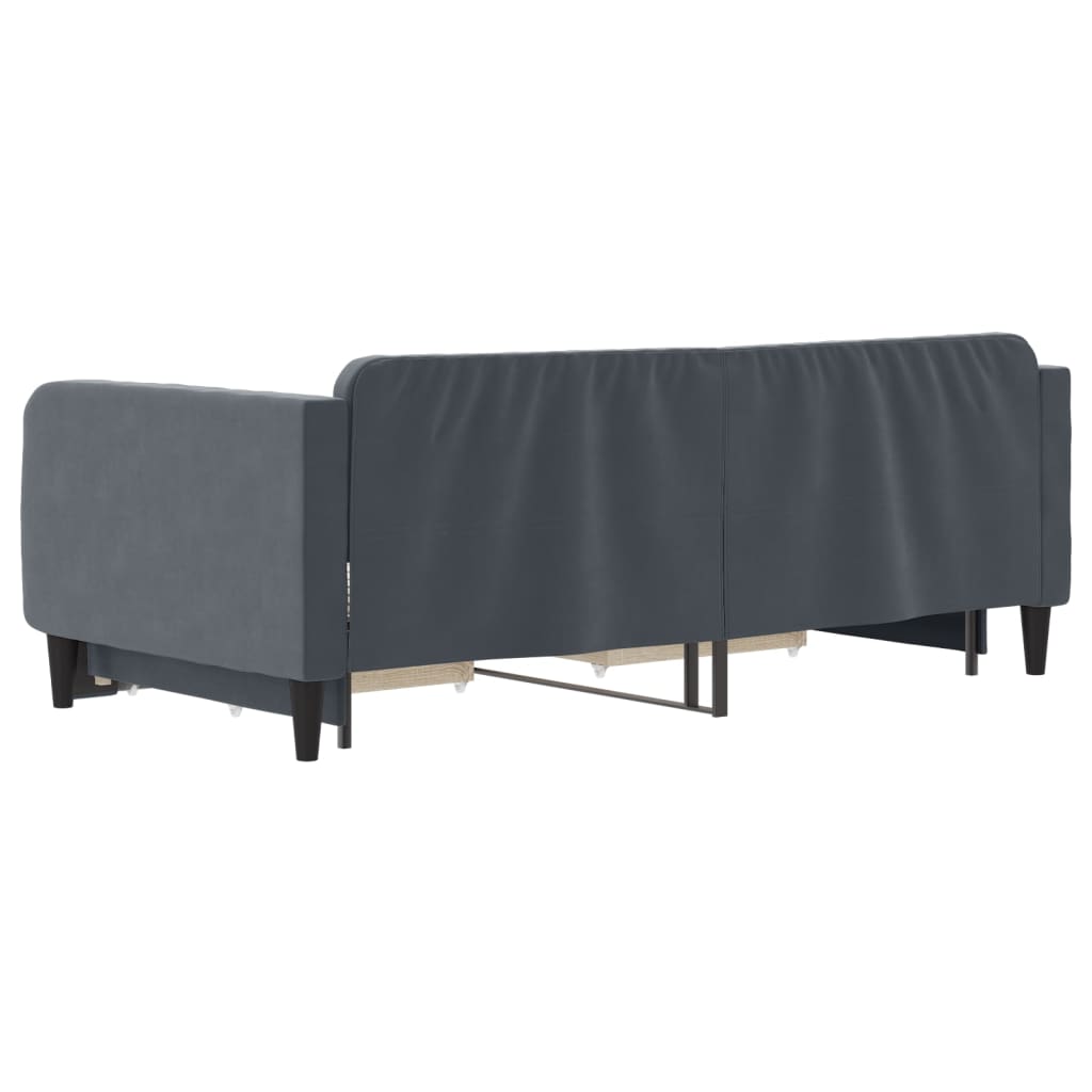 sötétszürke kihúzható bársony heverő fiókkal 90 x 190 cm