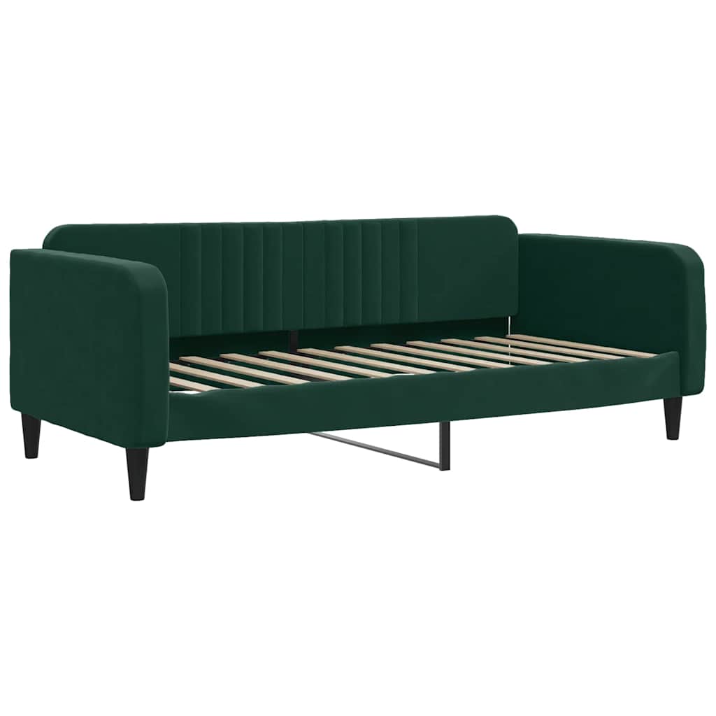 sötétzöld kihúzható bársony heverő fiókkal 90 x 200 cm