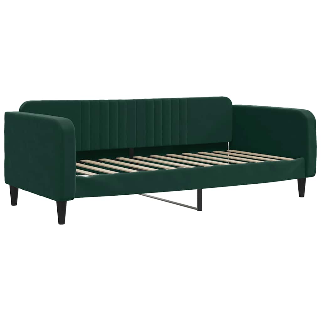sötétzöld kihúzható bársony heverő fiókkal 100 x 200 cm