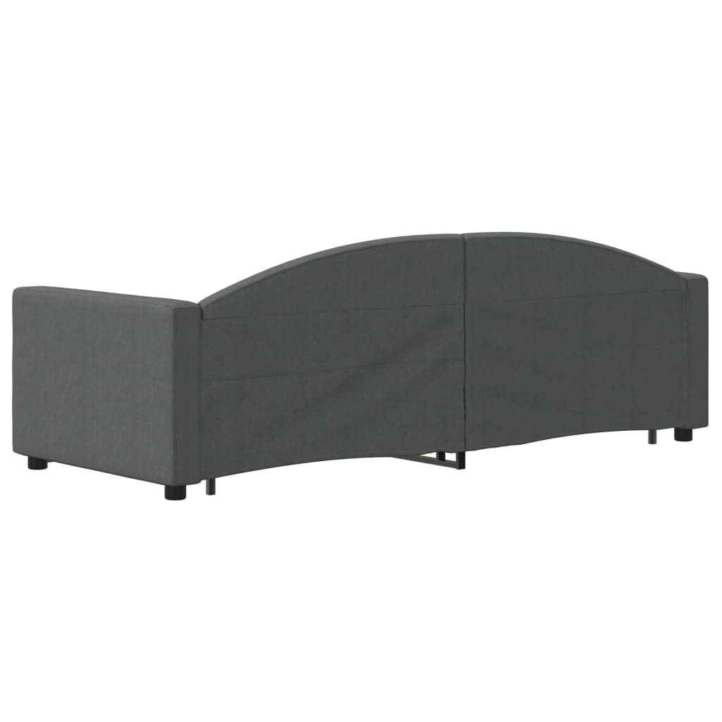 sötétszürke kihúzható szövet heverő fiókokkal 80 x 200 cm