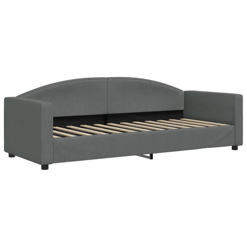 sötétszürke kihúzható szövet heverő fiókokkal 80 x 200 cm