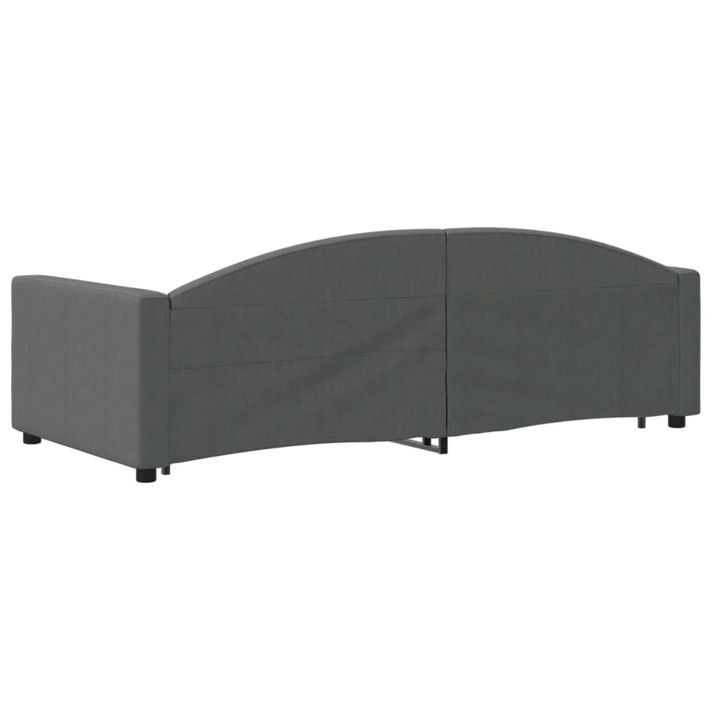 sötétszürke kihúzható szövet heverő fiókokkal 90 x 200 cm