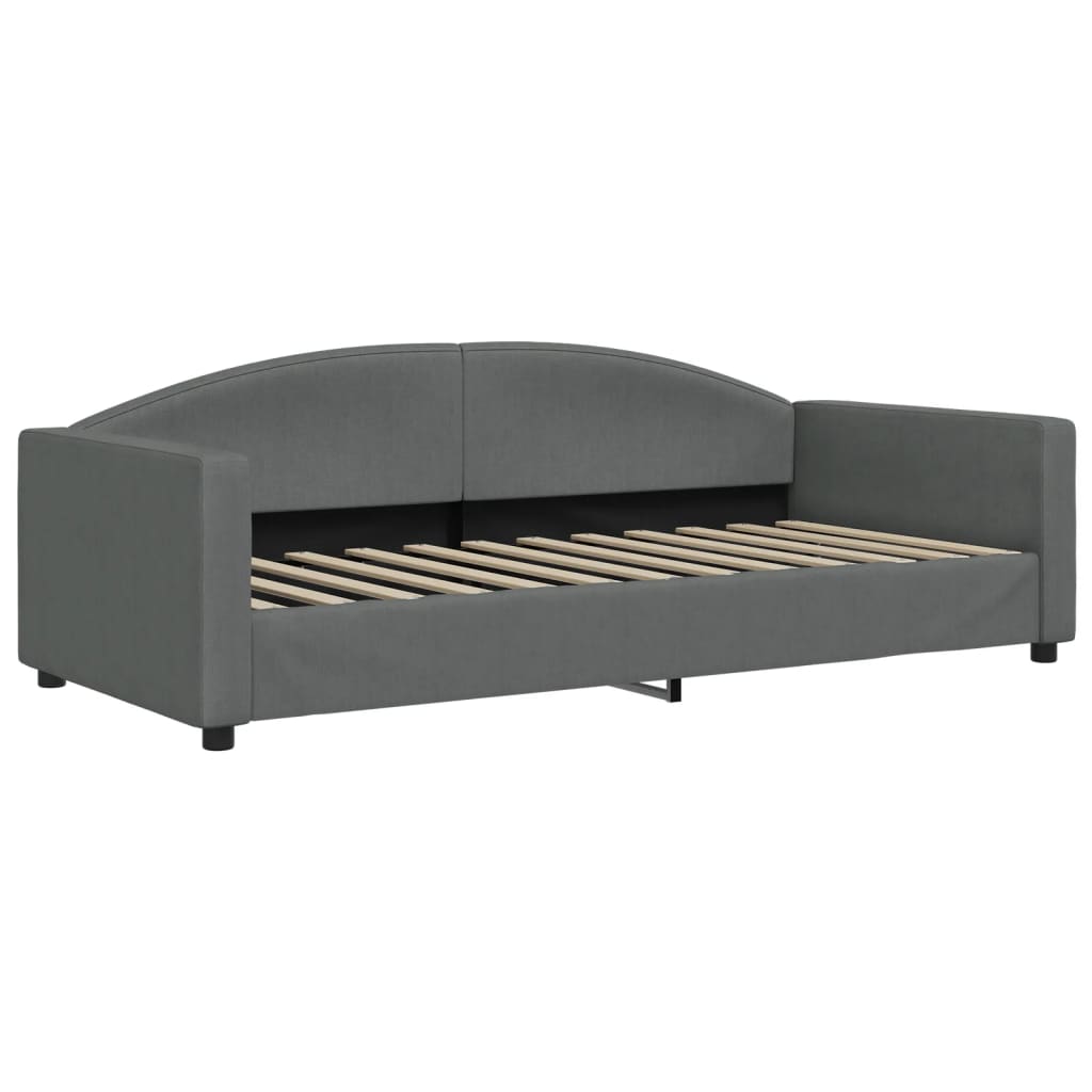 sötétszürke kihúzható szövet heverő fiókokkal 90 x 200 cm