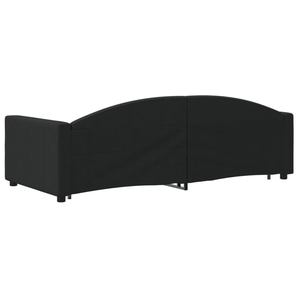 fekete kihúzható szövet heverő fiókokkal 90 x 200 cm