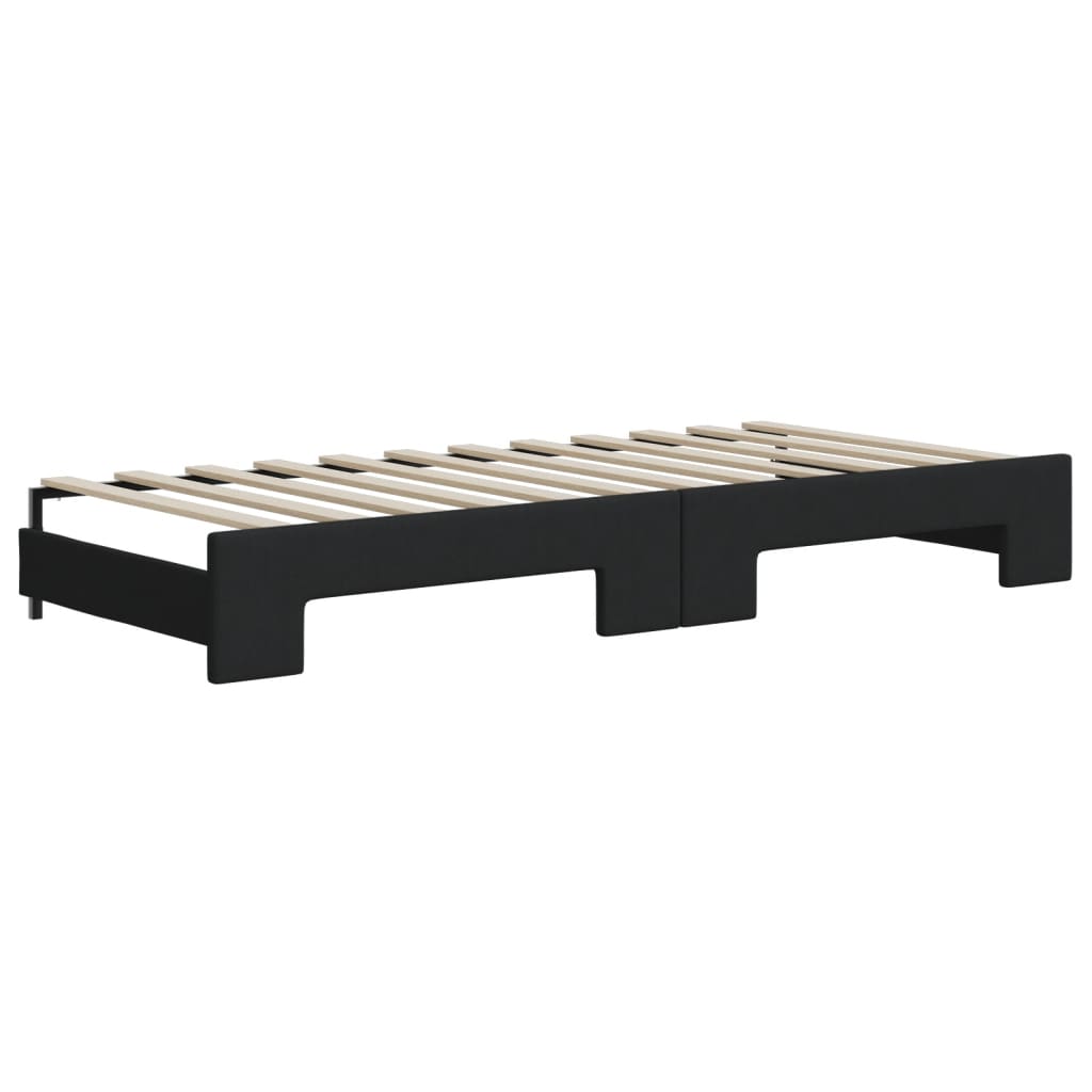 fekete kihúzható szövet heverő fiókokkal 90 x 200 cm