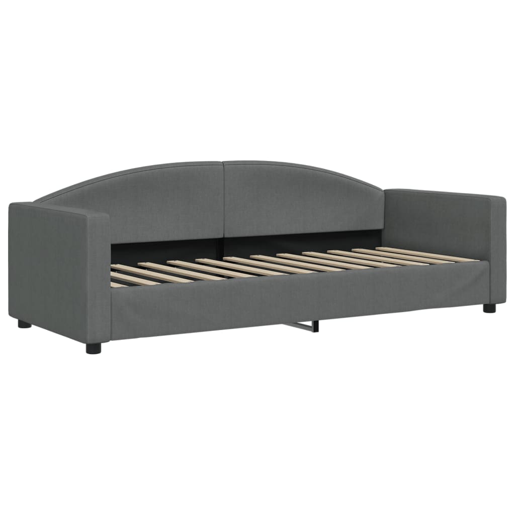sötétszürke kihúzható szövet heverő fiókokkal 80 x 200 cm