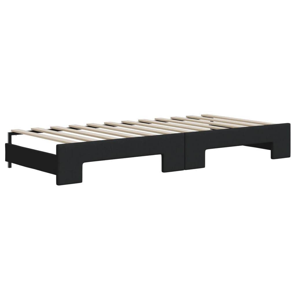 fekete kihúzható szövet heverő fiókokkal 90 x 200 cm