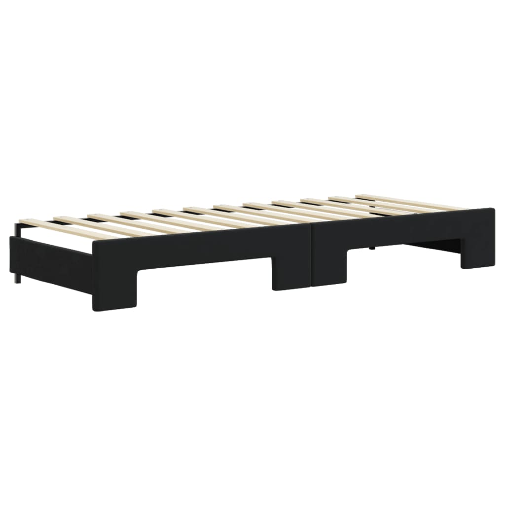 fekete kihúzható bársony heverő matraccal 80 x 200 cm