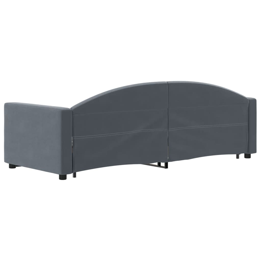 sötétszürke kihúzható bársony heverő fiókkal 80 x 200 cm