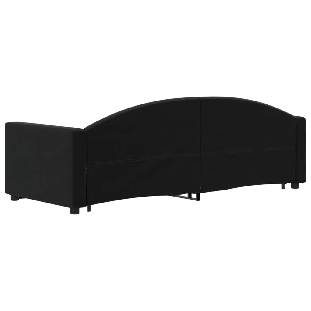 fekete kihúzható bársony heverő fiókkal 80 x 200 cm