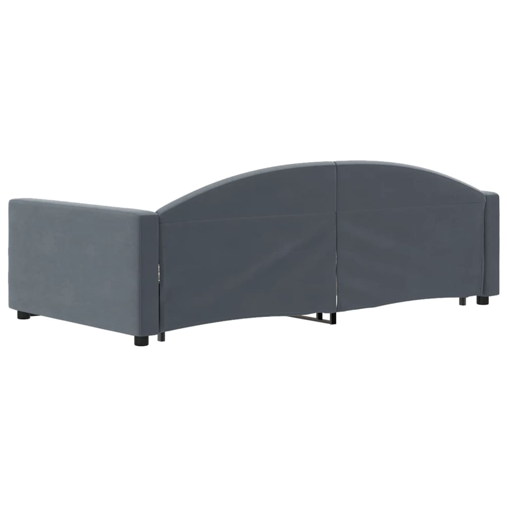 sötétszürke kihúzható bársony heverő fiókkal 100 x 200 cm