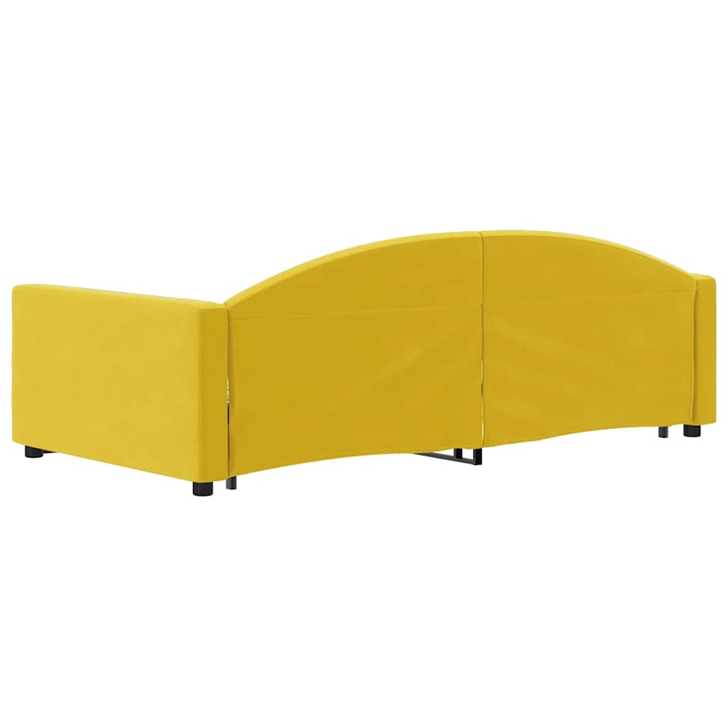 sárga kihúzható bársony heverő fiókkal 100 x 200 cm