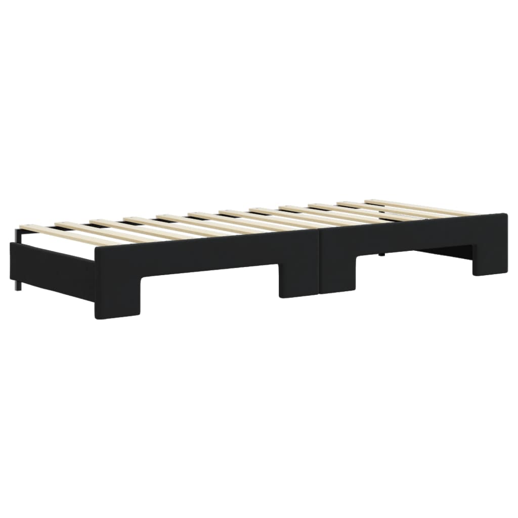 fekete kihúzható bársony heverő fiókkal 80 x 200 cm