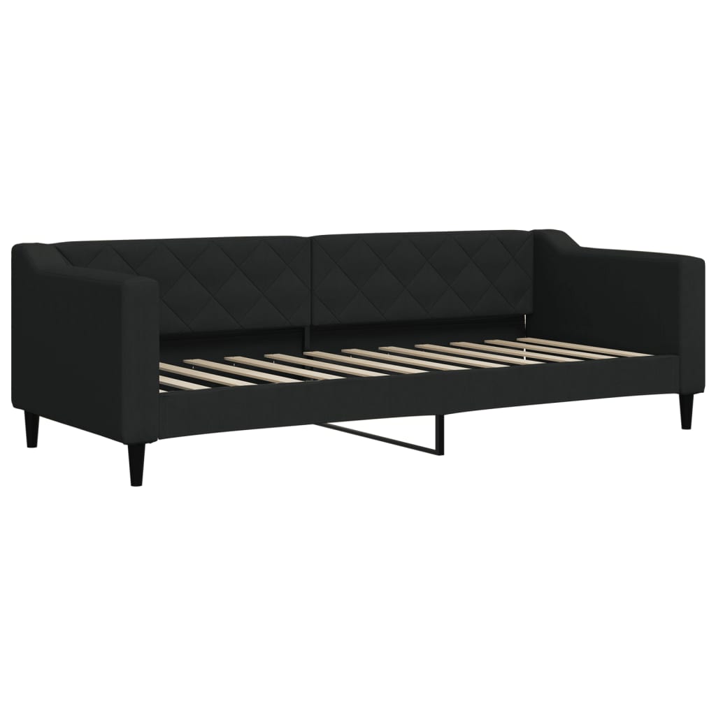 fekete kihúzható szövet heverő matracokkal 80 x 200 cm