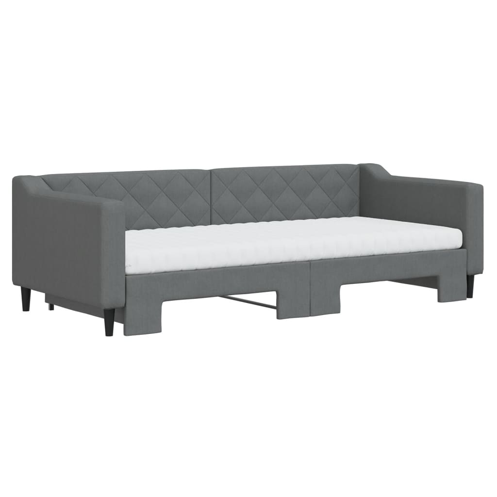 sötétszürke kihúzható szövet heverő matraccal 90 x 200 cm