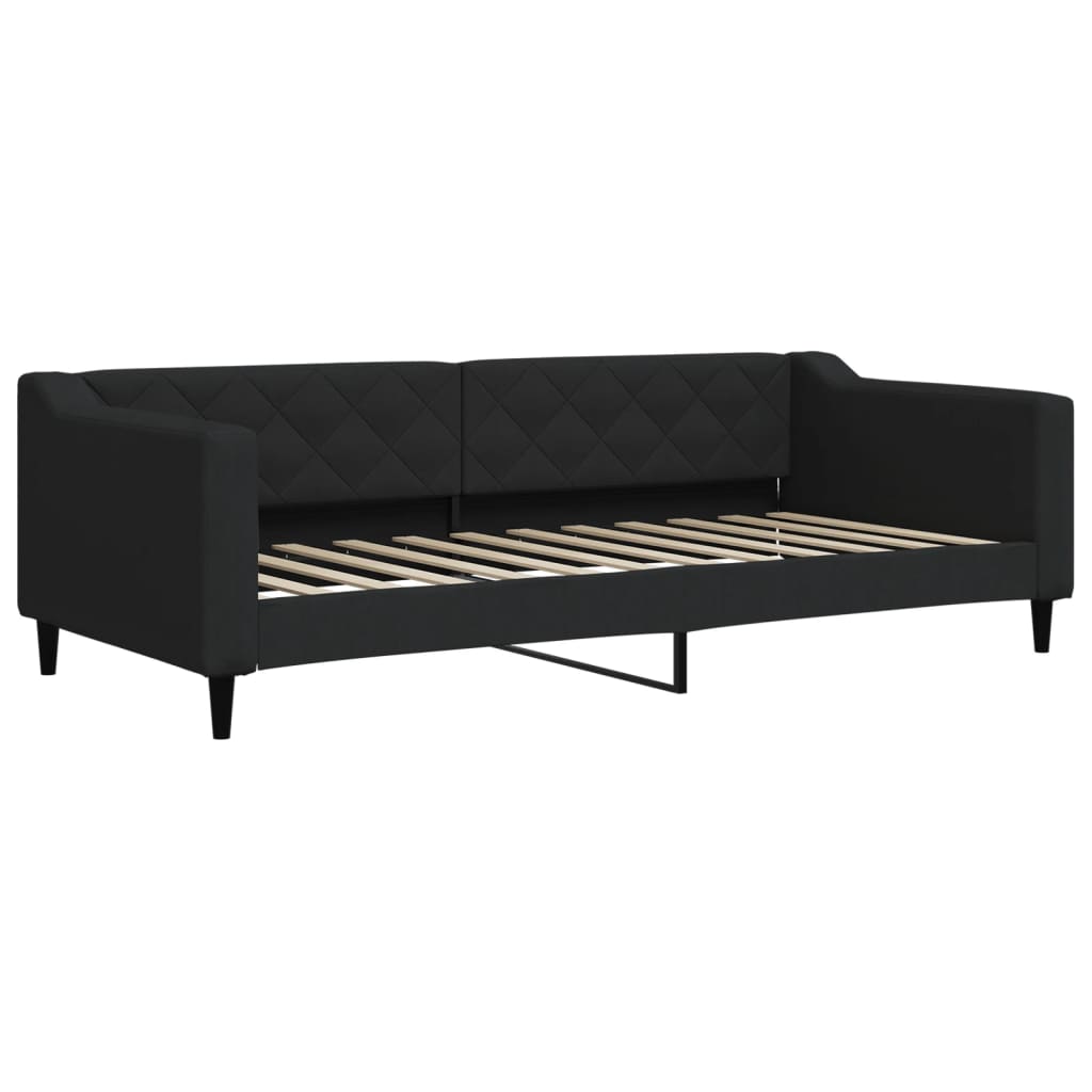 fekete kihúzható szövet heverő matracokkal 90 x 200 cm