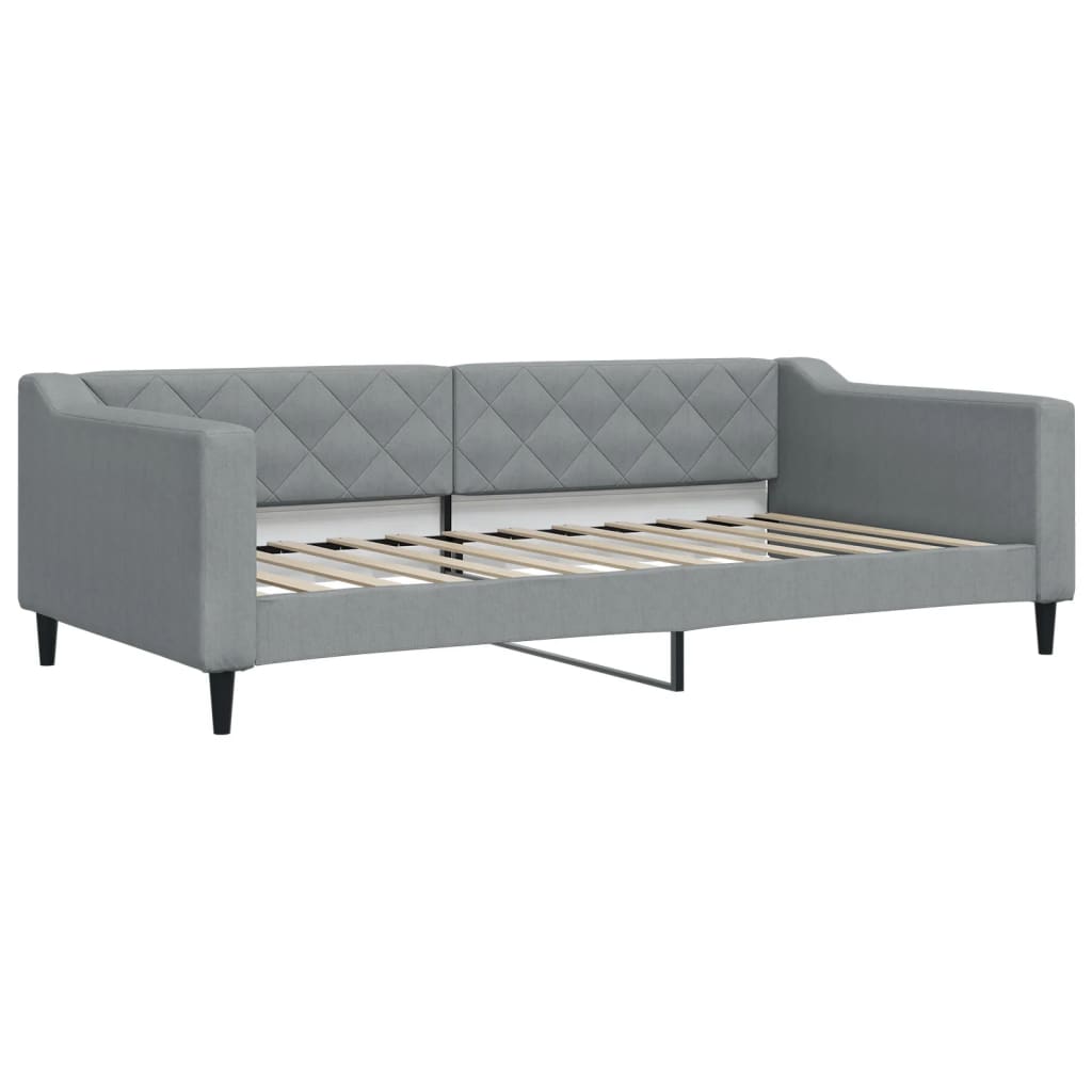 világosszürke kihúzható szövet heverő matracokkal 100 x 200 cm