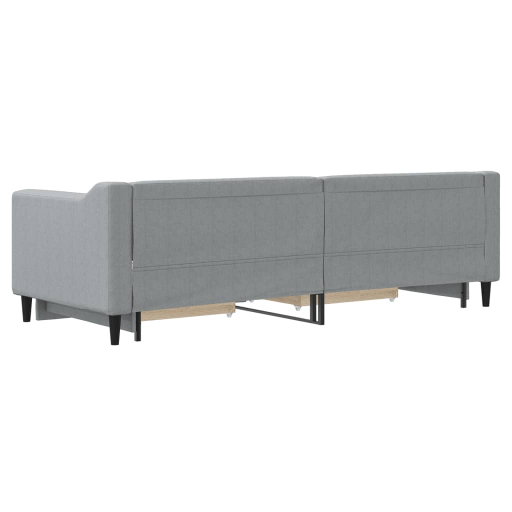 világosszürke kihúzható szövet heverő fiókokkal 80 x 200 cm