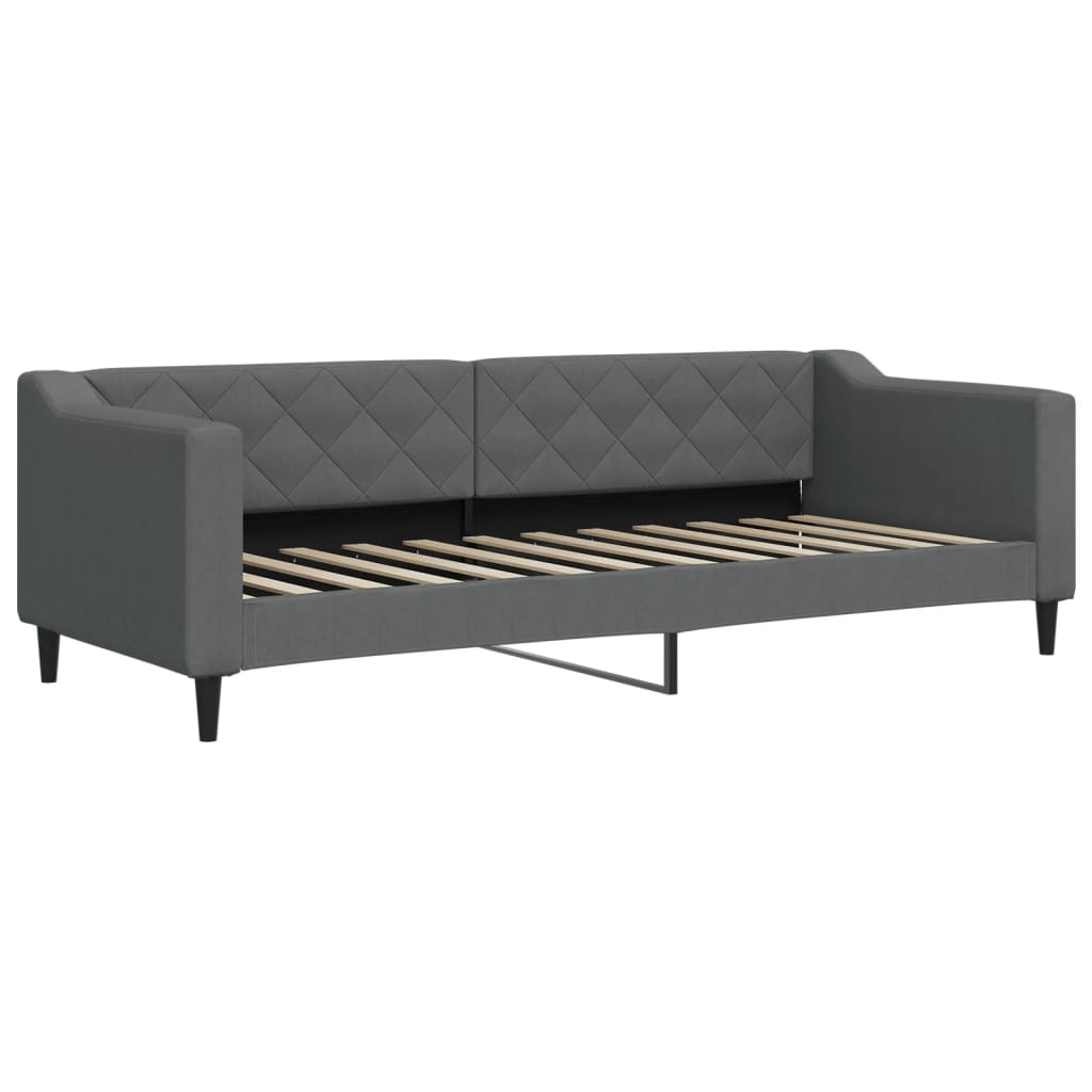 sötétszürke kihúzható szövet heverő fiókokkal 80 x 200 cm