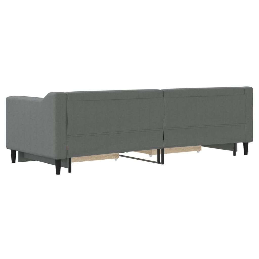 sötétszürke kihúzható szövet heverő fiókokkal 80 x 200 cm