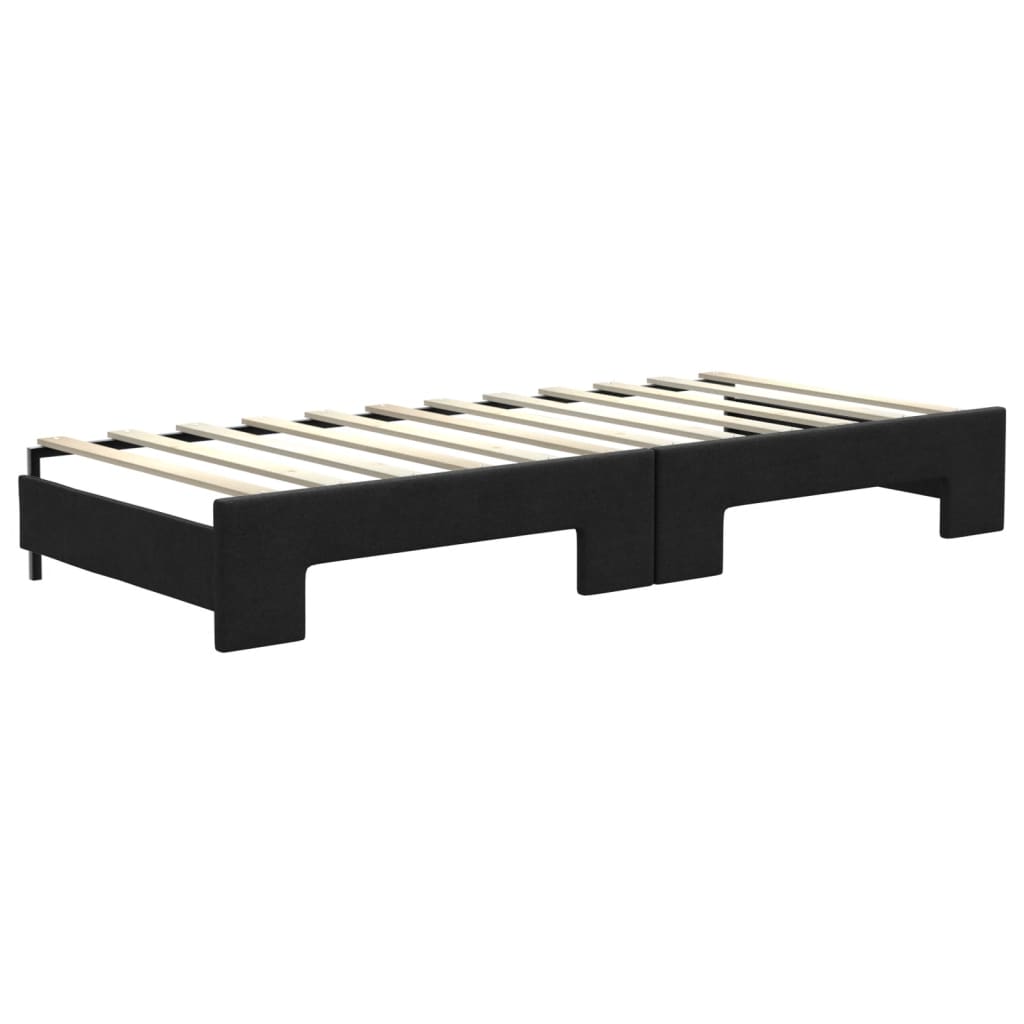fekete kihúzható szövet heverő fiókokkal 80 x 200 cm