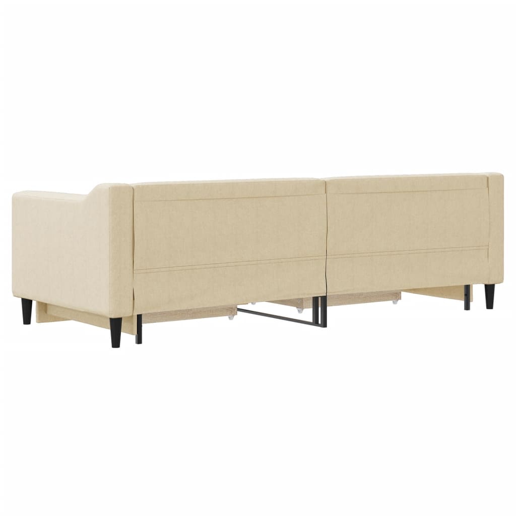 krémszínű kihúzható szövet heverő fiókokkal 80 x 200 cm