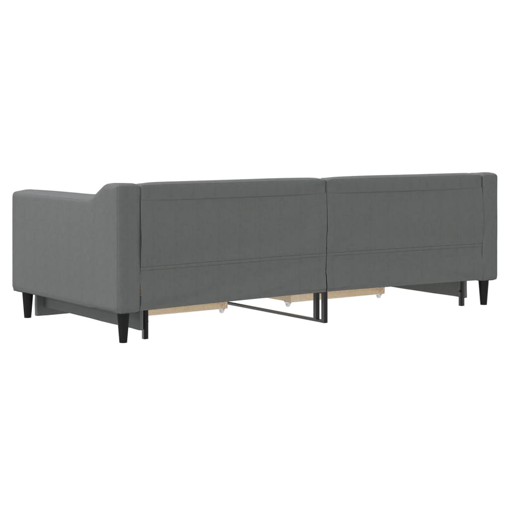 sötétszürke kihúzható szövet heverő fiókokkal 90 x 200 cm