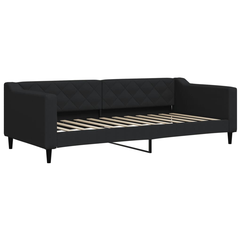 fekete kihúzható szövet heverő fiókokkal 90 x 200 cm