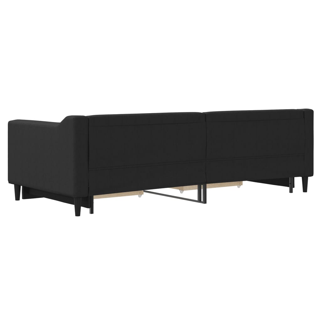 fekete kihúzható szövet heverő fiókokkal 90 x 200 cm